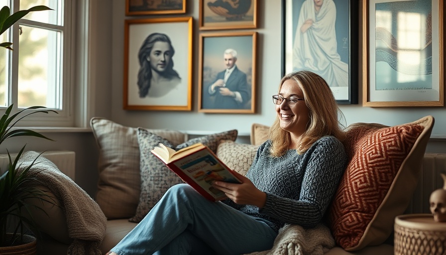 Content woman reading in a cozy nook, books for busy moms