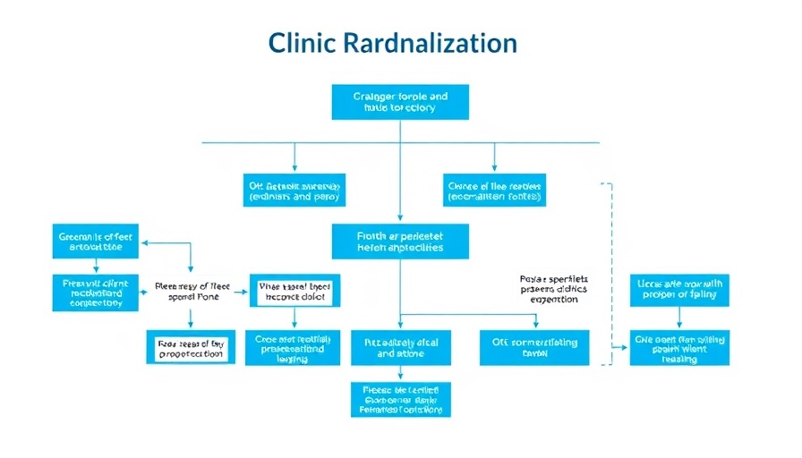Implementation of ACP Guideline for Low Back Pain flowchart showing clinic distribution.