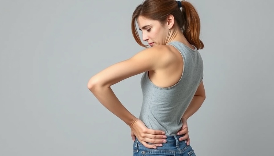 Woman with back pain, experiencing discomfort.