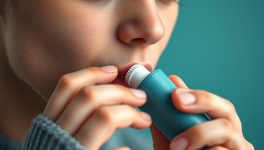 Person using inhaler related to lung health.