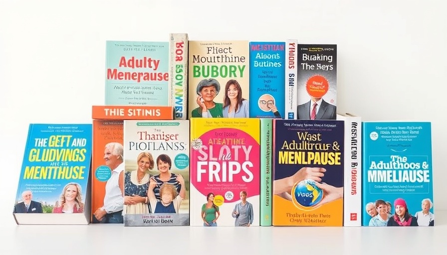 Book covers on menopause and adulthood for women.