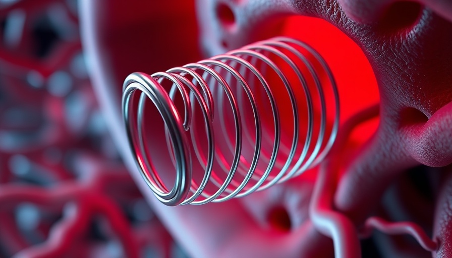 3D illustration of a heart stent expanding within artery, highlighting risks.