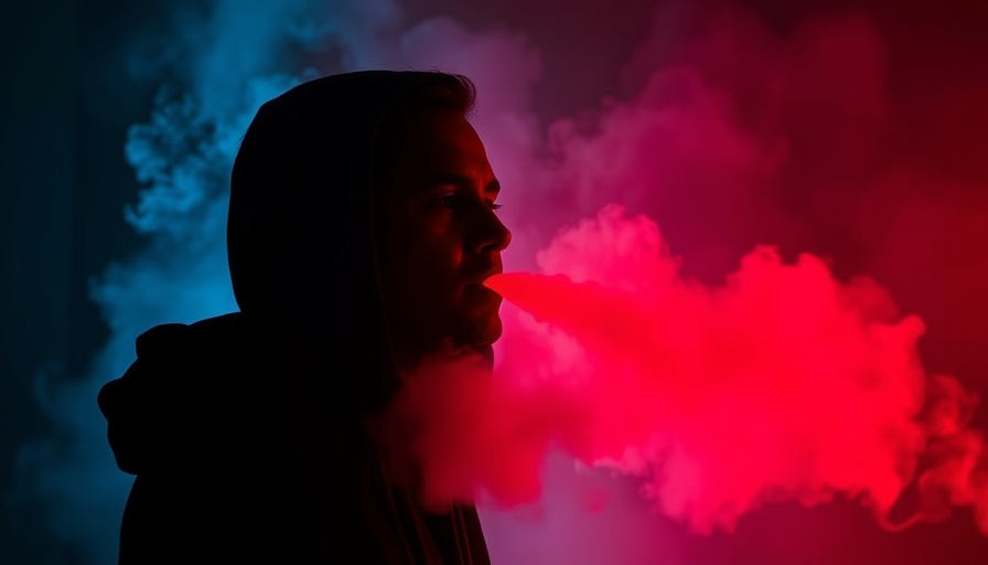 Dark silhouette of a vaper exhaling vapor with bold message overlay