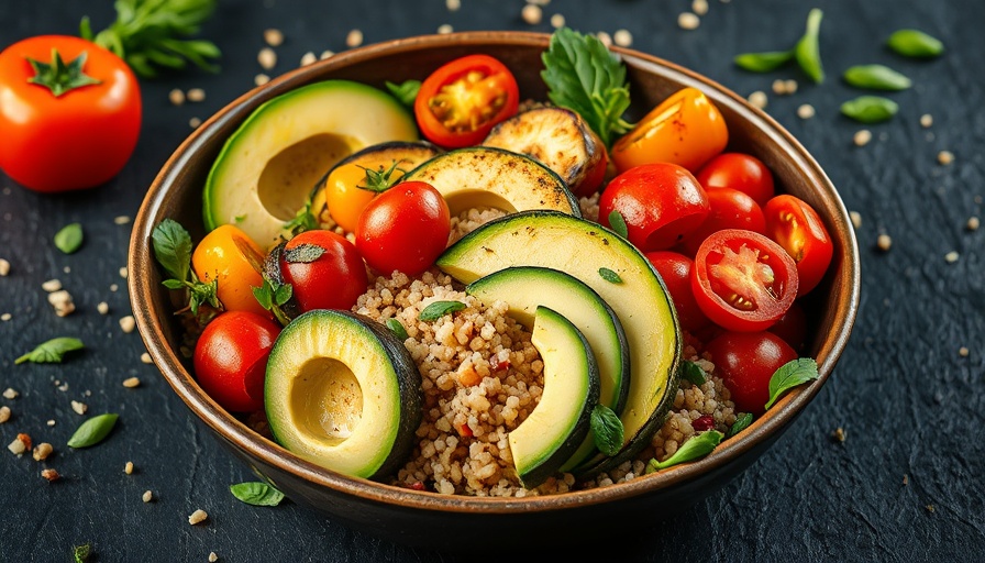 Colorful plant-based diet bowl ideal for Crohn's disease nutrition.