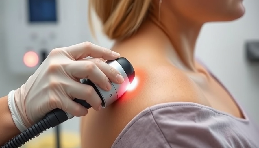 Shockwave therapy close-up on a shoulder in Towson MD.