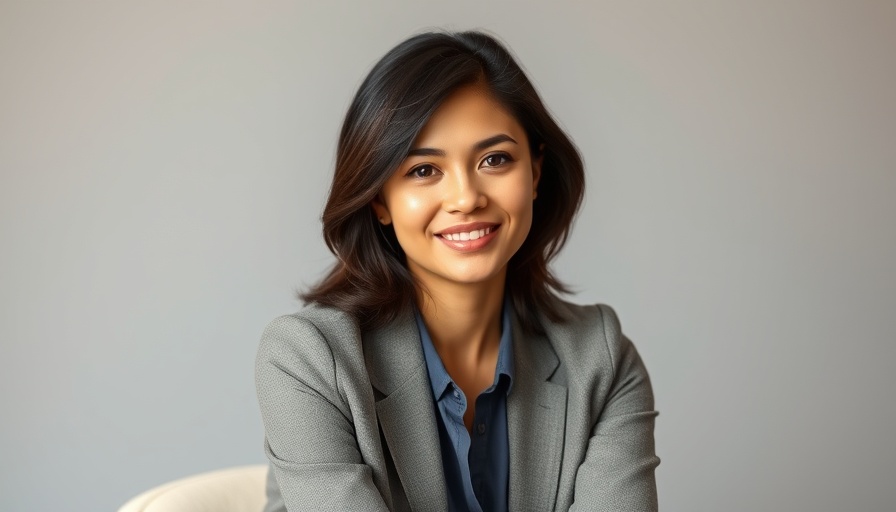 Smiling woman promoting podcast on stem cell therapy benefits.