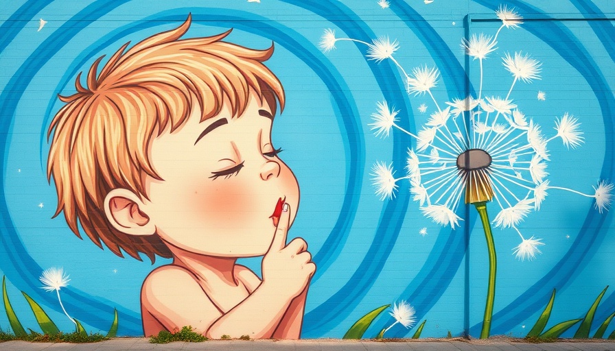 Expressive mural of a child with a dandelion, symbolizing healing generational trauma.