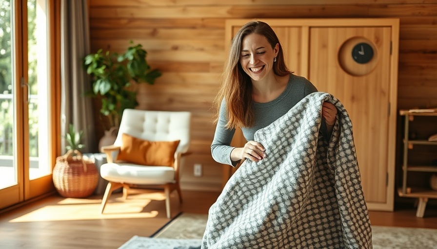 Woman setting up sauna blanket at home for post-workout recovery benefits.