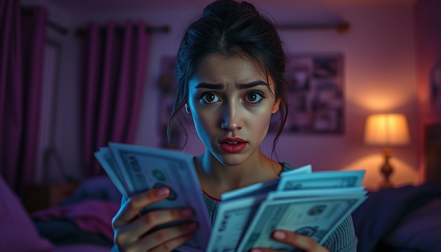 Worried woman reviewing bills, highlighting financial struggles and personal growth.