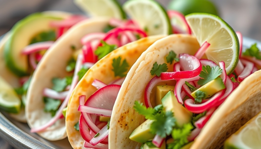 Healthy 4th of July recipe ideas featuring tacos with fresh veggies.