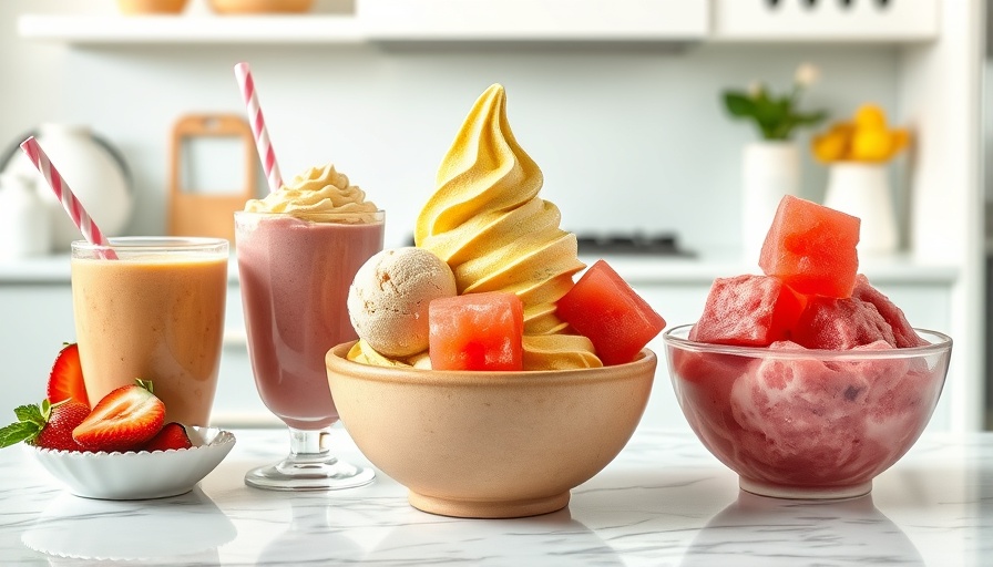 Assorted healthy Ninja Creami recipes on a marble countertop.