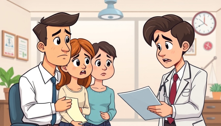 Medical mistakes and legal challenges illustration with worried family.