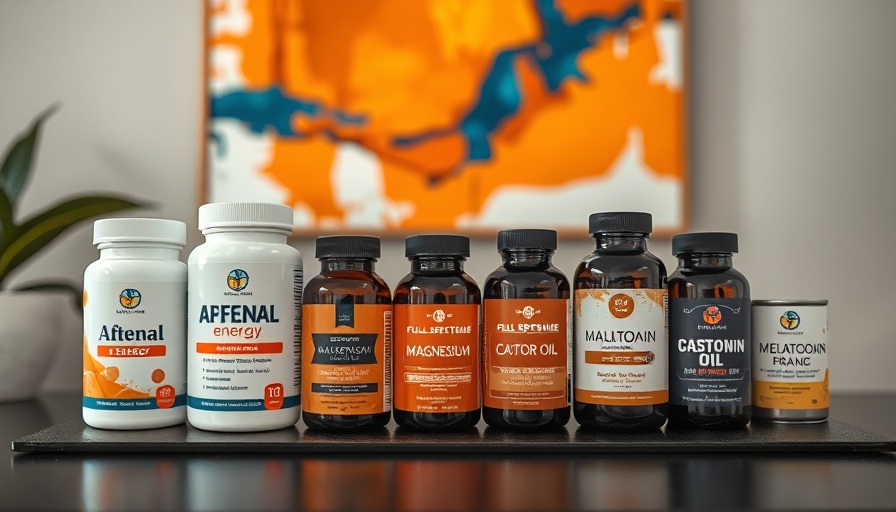 Sleep stack for deep restorative rest supplements on a table with art.