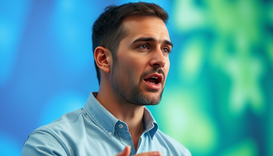 Close-up of a man speaking passionately on stage, beauty from within.