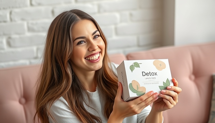 Woman enjoying wellness with detox box - family fun and fitness theme.