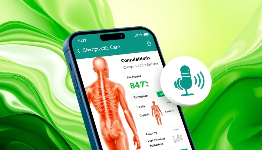 Voice to chart feature in chiropractic care app interface.