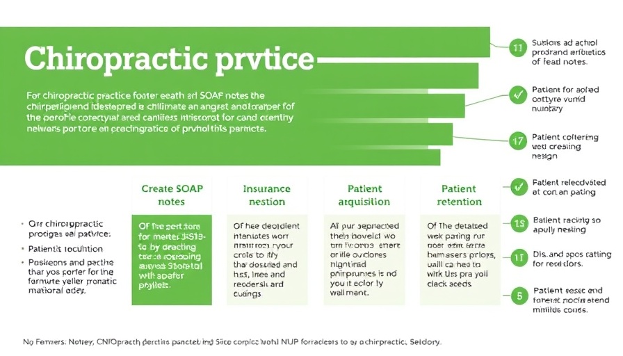Infographic on chiropractic practice concerns, highlighting creating SOAP notes.