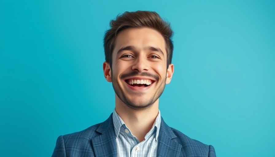 Energetic man smiling discussing AI integration, AI Adoption for Traditional Businesses.