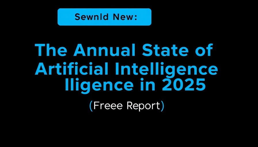 Blue hyperlink text on black background about AI report.