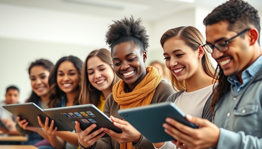 Young adults exploring NotebookLM and Gems in a classroom.