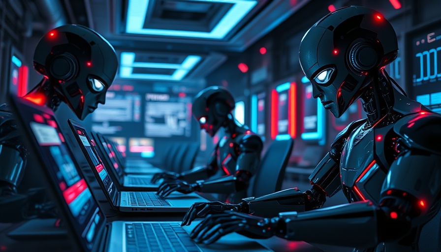 Futuristic robots in a high-tech lab, building an AI study planner.