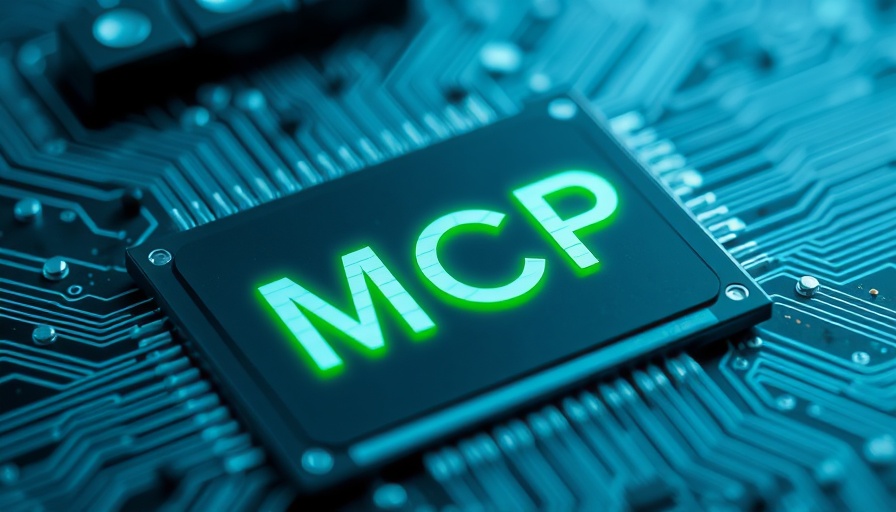 Futuristic microchip with 'MCP' glowing, symbolizing AI governance.