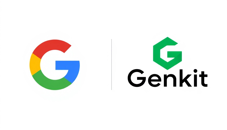 Build AI Web Apps with Google Genkit logos on white background.