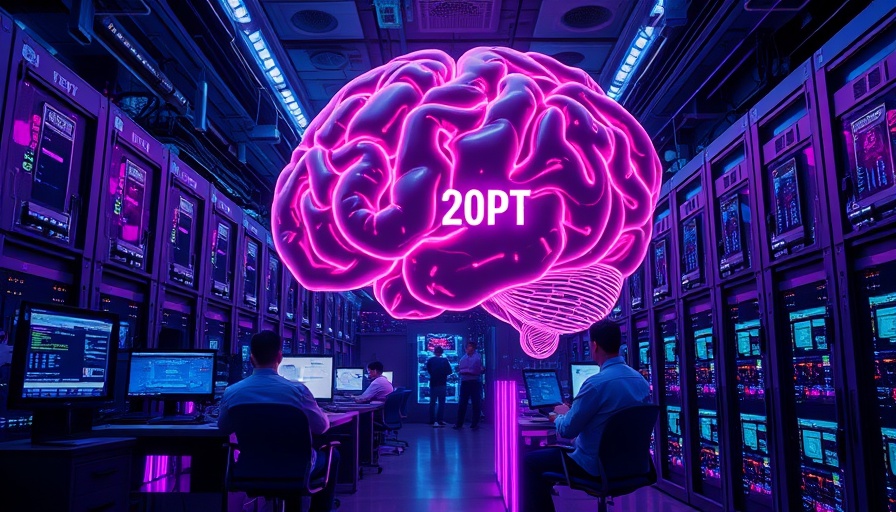 Futuristic tech scene with GPT-OSS-20b in server room, fine-tuning AI.