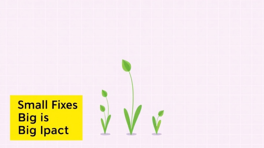 Small changes at Buffer: Minimalist graphic with text and sprouts on grid.