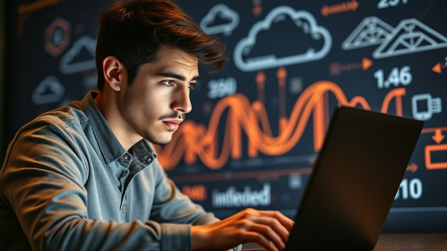 Man running ML notebook on Databricks, data visualization on laptop.