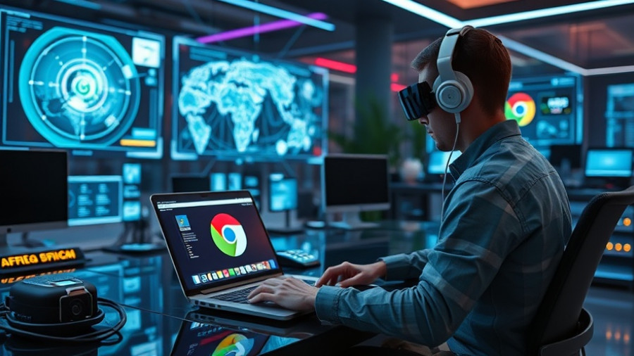 Futuristic workspace with AI Chrome Extensions for Productivity