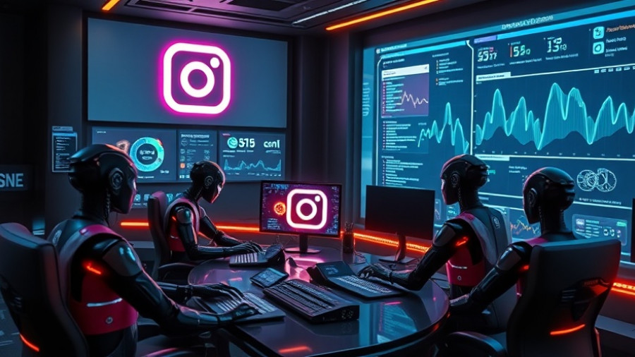 Futuristic AI moderation room for Instagram content