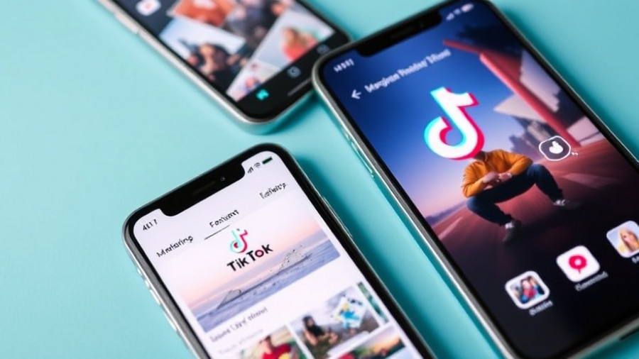 TikTok Marketing for Small Businesses visual with app interface and icons.