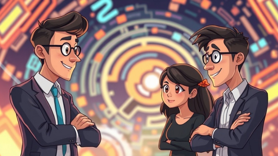 Thoughtful professionals collaborating in a digital marketing space.