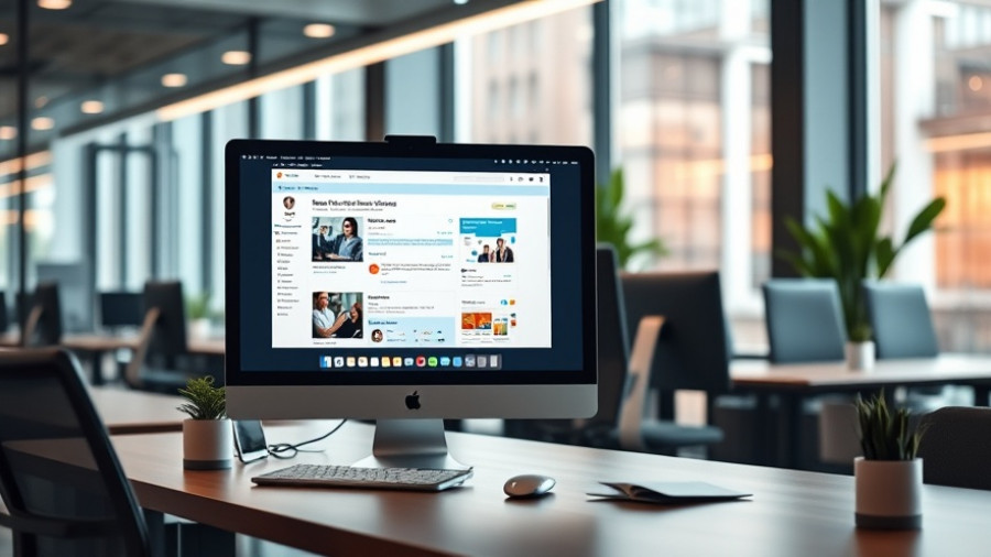 Email marketing tools for accounting firms displayed on a computer in a sleek office.