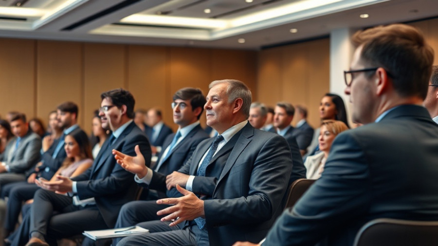 Professional speakers in a conference presenting B2B marketing strategies.