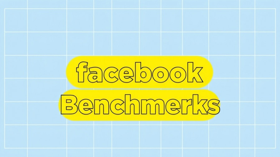 Illustrative graphic showing Facebook benchmarks with blue grid