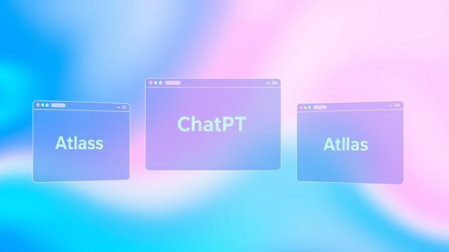 ChatGPT Atlas on blue abstract digital interface background.
