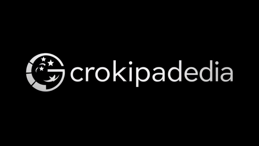 Grokipedia logo with stars on a black background.