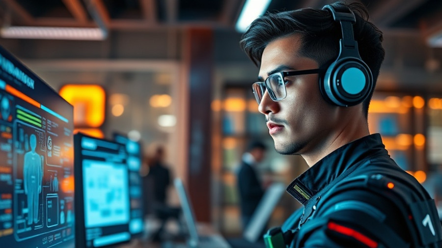 Futuristic no-code app development with holographic displays.