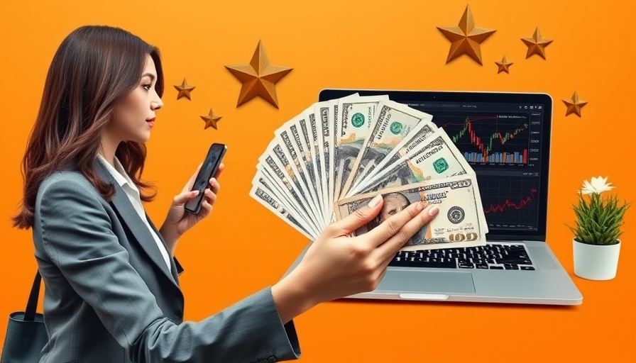 Stylish collage of tech-savvy businesswoman with financial elements, showcasing best CRMs for investment banking.
