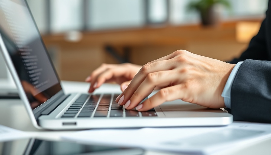 Hands typing on laptop for Blogging in B2B Marketing.