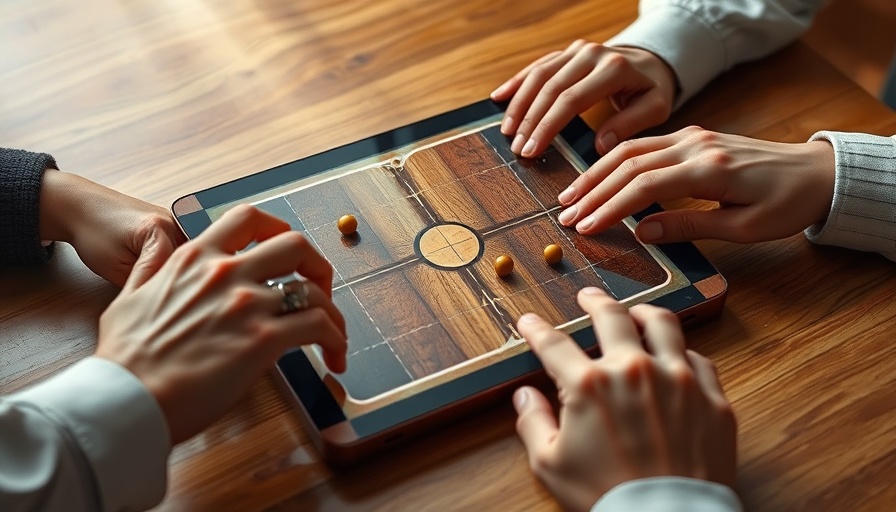 Hands playing a digital tabletop game on a tablet, best family games for digital play.