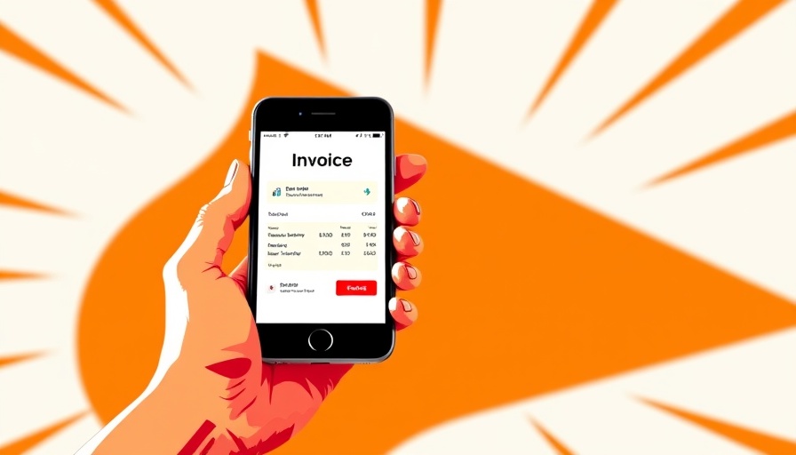 Retro illustration of accounting software CRM on phone for small businesses