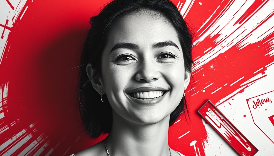 Creative image of young woman in marketing with abstract background.