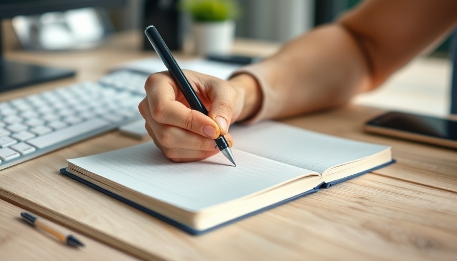 Self-improvement strategies for SMEs, person writing in a notebook at a desk.