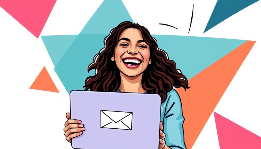 Young woman celebrating successful email design best practices.