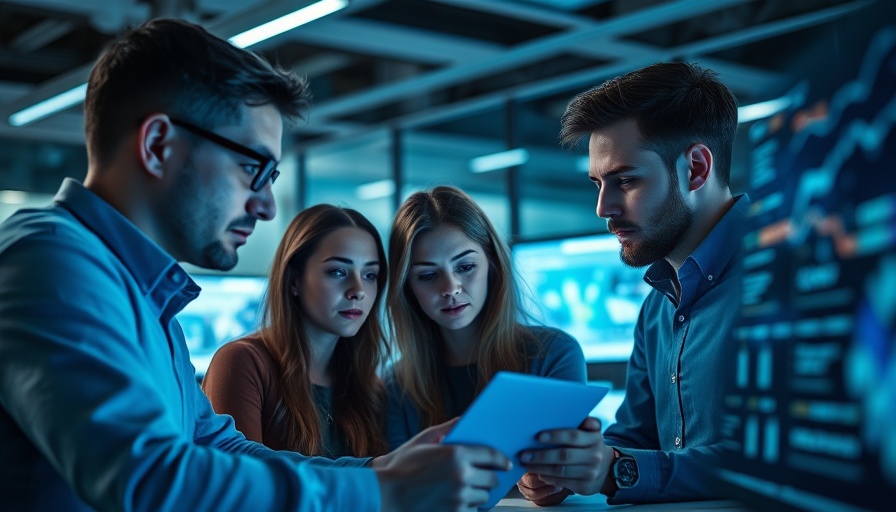 Tech team analyzing SLMs for Agentic AI in modern office.