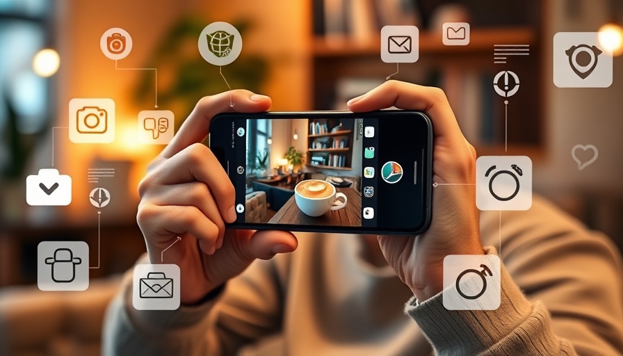 Person using smartphone for Instagram marketing with AI tools.