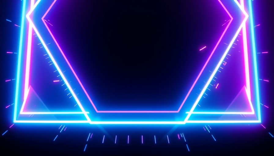 Futuristic neon triangle design at DataHack Summit 2025 AI Insights.